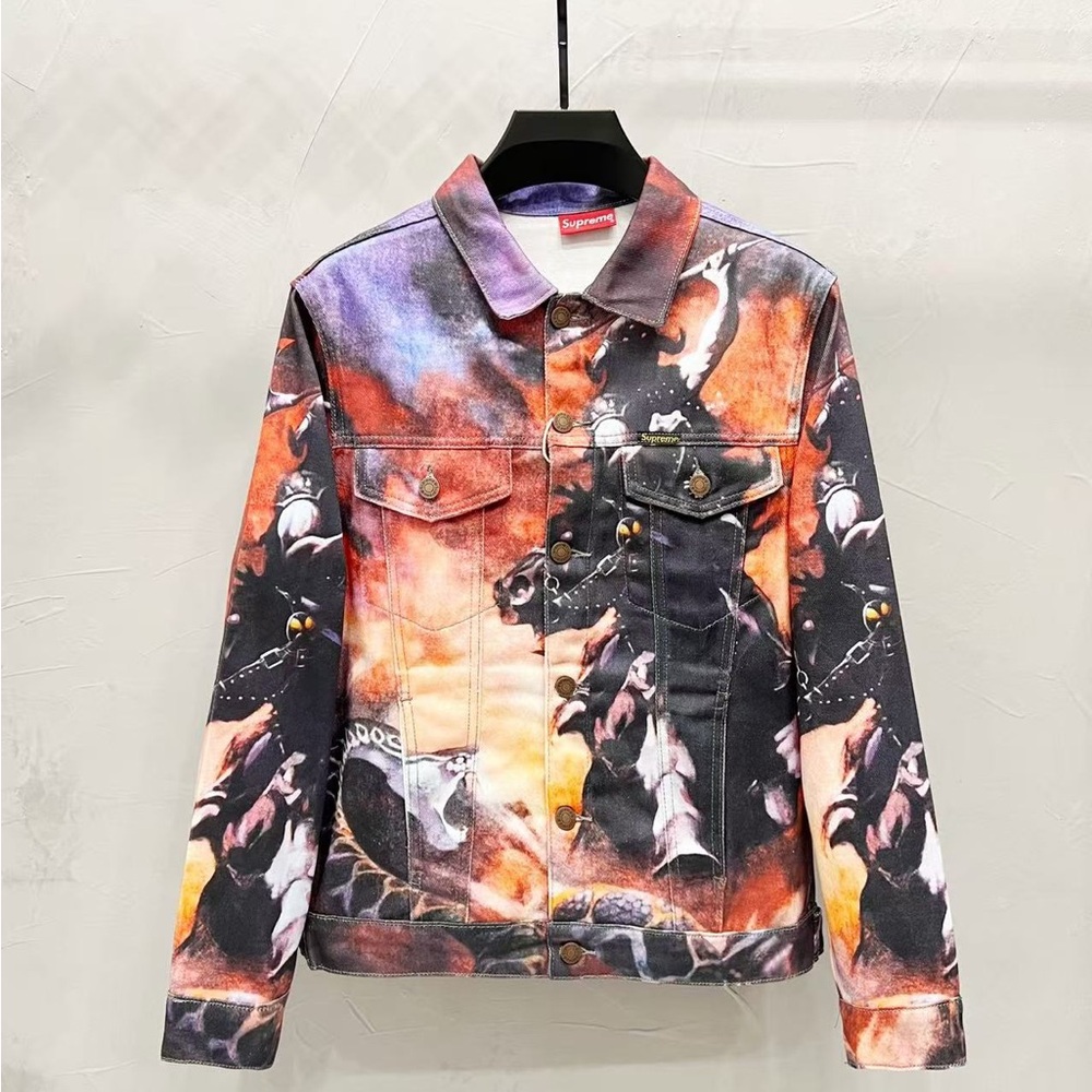 Supreme Multicolor Graphic Printed Denim Jacket